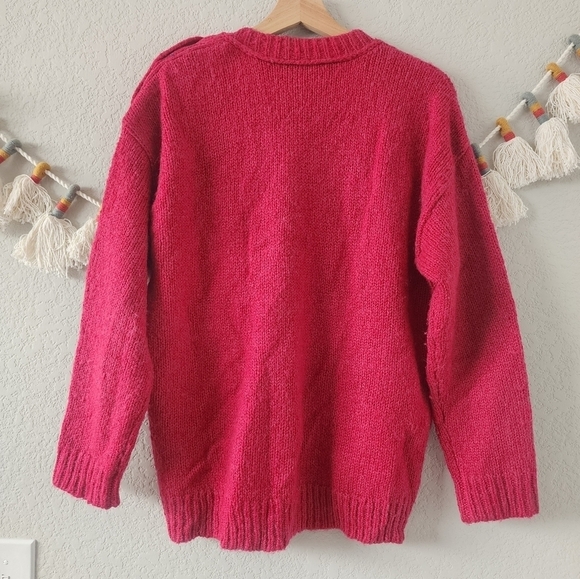 J. Crew Button Shoulder Alpaca Wool Knit Crewneck Pink Sweater Minimalist S - Picture 2 of 12